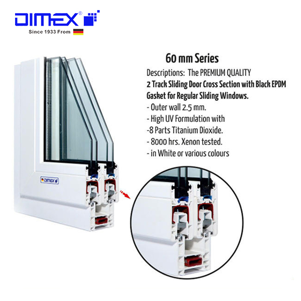 Profils Windoor coulissants de 60 mm